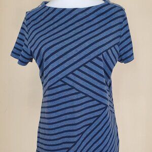 Women’s Karen Scott Callie Striped Tee Shirt Heather Indigo Size Med